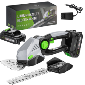 Cordless Hedge Trimmer, 2-in-1 Electric Handheld Grass Shears With 21V 2.0 Battery X2, Grass Trimmer, Mini Bush Trimmer Kit For Garden, Patio And (Color: Green)