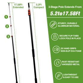 Picker With Telescoping Extension Pole, Reach Aluminium Telescoping Pole, Telescopic Fruit Tree Picker Tool For Picking Orange Mango Avocado Lemo (Option: 18FT)