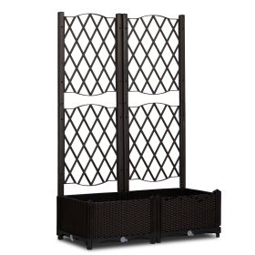 80x40x122.5CM, Carbon Color, 2-in-1 Assembly Type, Planting Trellis, Plastic Trellis With Planting Box (Option: Carbonized color)