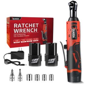 TQUAGGA Cordless Electric Ratchet Wrench Set, 12V, 45ftlbs,Variable Speed Power Ratchet Wrench,with Batteries2,Automotive Repair Tools, Electric (Option: 12V two batteries)