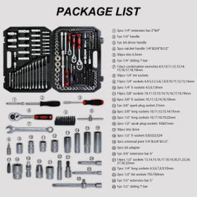 Ool Set Socket And Ratchet Wrench Toolbox, 171pcs   Set 216pcsTool Box, Universal Home Car Repair Tool Set For Men And, Perfect For Homeowners, D (Option: Black-216pcs)