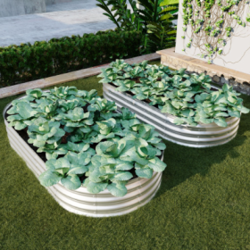 2Pcs 6x3x1ft Raised Garden Bed Kit, Galvanized Planter Raised Garden Beds For Outdoor For Vegetables,Flowers &Herbs, Heavy Duty, Rust-Resistant, (Color: Silver)