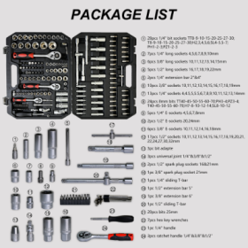 Ool Set Socket And Ratchet Wrench Toolbox, 171pcs   Set 216pcsTool Box, Universal Home Car Repair Tool Set For Men And, Perfect For Homeowners, D (Option: Black-171pcs)
