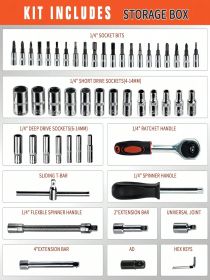 Part-driven Socket Claw Ratchet Wrench Tool Set, With Drill Socket Set, Metric And Extension Rods, For Auto Repair And Home Use (Color: Silver)