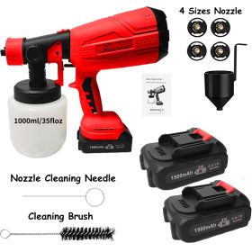 Paint Sprayer 200W High Power Electric Spray Paint With Adjustable Spray Width Knob 4 Nozzles,Easy To Clean For Paint Sprayer For Furniture Garde (Color: Red)