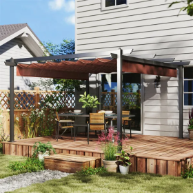 Retractable Pergola Canopy (Color: Brown)