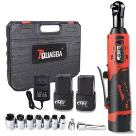 TQUAGGA 18V Cordless Electric Ratchet Wrench Set, Power Ratchet Wrench,Variable Speed With Batteries2,Torque 45ftlbs,Car Repair Tools, Power Tool (Option: 18V two battery)