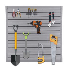 Premium PVC Slat Wall Panels, Garage & Home Organization System, 4ft X 4ft Modular Design, Easy Snap-On Installation, Grey Finish, 16 Sqft Storag (Option: Gray)