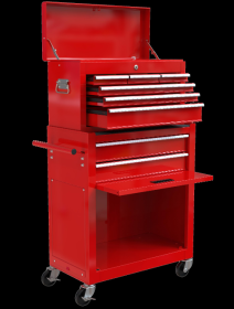 High Capacity Rolling Tool Box With Wheels And Drawers, 8 Drawer Tool Storage Cabinet (Color: Red)