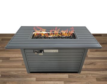Living Source International 25'' H x 42'' W Steel Outdoor Fire Pit Table with Lid (Gray) (Color: as Pic)