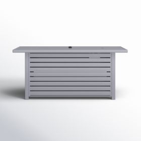 Steel Propane/Natural Gas Outdoor Fire Pit Table with Lid (Color: Gray)