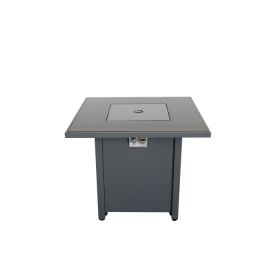 25'' H x 30'' W Steel Outdoor Fire Pit Table with Lid (Color: Gray)