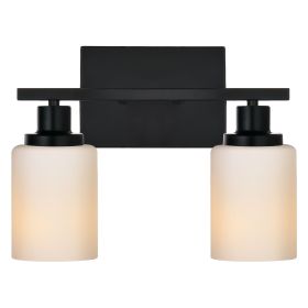 Bathroom Light Fixtures Brushed Brass 6-Light Bathroom Vanity Light, Modern Bathroom Lights Over Mirror with Milky White Glass Shade (Color: Black, Numbers of Light: 2-Light)