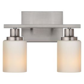 Bathroom Light Fixtures Brushed Brass 6-Light Bathroom Vanity Light, Modern Bathroom Lights Over Mirror with Milky White Glass Shade (Color: Brushed Nickel, Numbers of Light: 2-Light)