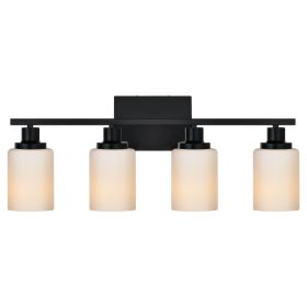 Bathroom Light Fixtures Brushed Brass 6-Light Bathroom Vanity Light, Modern Bathroom Lights Over Mirror with Milky White Glass Shade (Color: Black, Numbers of Light: 4-Light)