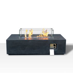 52 Inch Outdoor Concrete Propane gas rectangle Fire Pit table in Dark Gray color (Color: as Pic)
