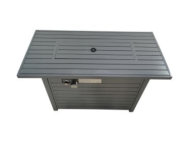 25'' H x 42'' W Steel Propane Outdoor Fire Pit Table with Lid (Grey) (Color: as Pic)