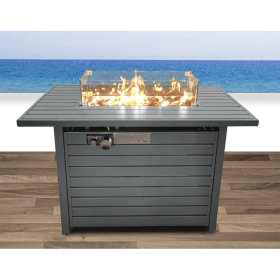 25'' H x 42'' W Steel Propane Outdoor Fire Pit Table with Lid (Color: as Pic)