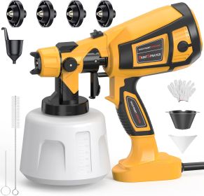 1000W Powerful HVLP Spray Gun Electric With 4 Nozzles - Perfect For House, Furniture, Cabinets, Walls, Doors, Fences - High Efficiency & Easy Cle (Color: Yellow)